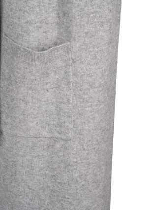 Zizzi Lang strikcardigan med lommer, Light Grey Melange, Packshot image number 3