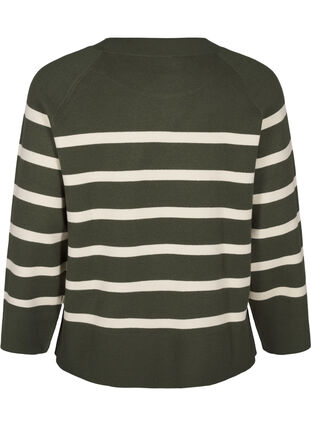 Zizzi Stribet strikbluse med rund hals, D. Bag Birch Stripe, Packshot image number 1