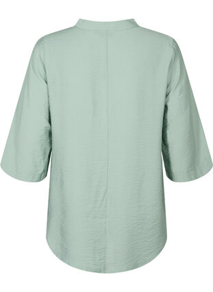 Zizzi Ensfarvet bluse med 3/4 ærmer, Chinois Green, Packshot image number 1