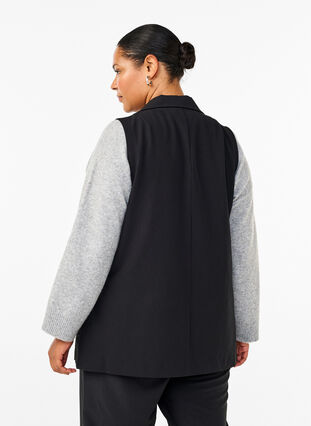 Zizzi Vest med krave og lommer, Black, Model image number 1