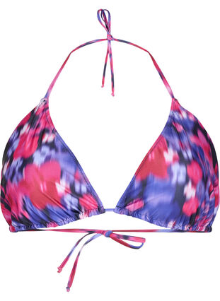 Zizzi Trekants bikini bh med print , Pink Flower AOP, Packshot image number 0