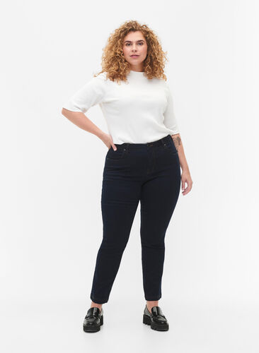 Zizzi Slim fit Emily jeans med normal talje, Unwashed, Model image number 0