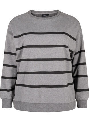 Zizzi Sweatshirt med rund hals, MGM w. Black Stripe, Packshot image number 0