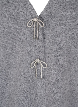 Zizzi Strikcardigan med sølvsløjfe, Medium Grey Melange, Packshot image number 2