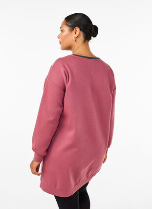 Zizzi Lang sweatshirt med colorblock, Rose B. Color Block, Model image number 1