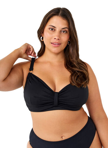 Zizzi Bikini bøjle bh med draperinger, Black, Model image number 0