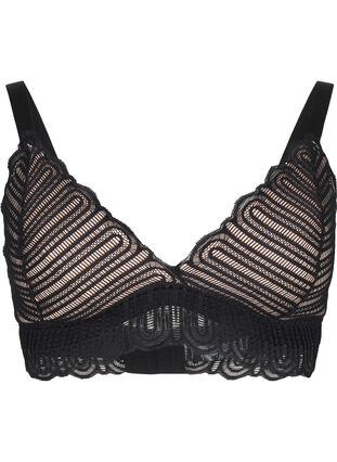 Zizzi Bralette bh med blonder og blød vattering, Black, Packshot image number 0