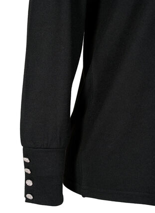 Zizzi Langærmet bluse med bred manchet og knapper, Black, Packshot image number 3