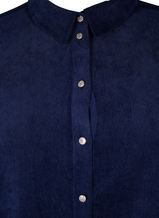 Zizzi Fløjlsskjorte med rhinesten knapper, Medieval Blue, Packshot image number 2