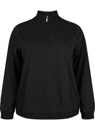 Højhalset sweatshirt med lynlås, Black