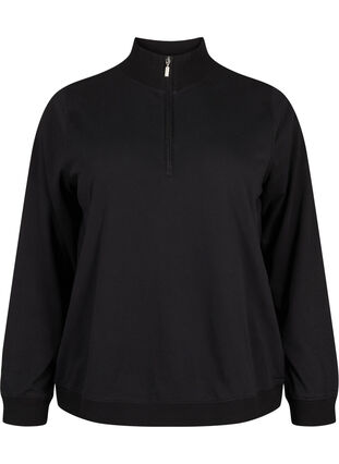 Zizzi Højhalset sweatshirt med lynlås, Black, Packshot image number 0