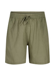 Løse shorts i bomuldsmix med hør, Deep Lichen Green