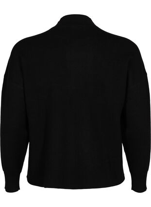 Zizzi Ensfarvet strikbluse, Black, Packshot image number 1