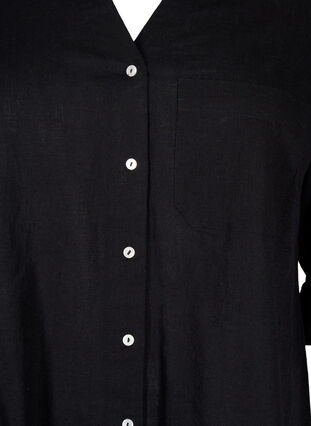 Zizzi Skjortebluse med knaplukning i bomuldsmix med hør, Black, Packshot image number 2