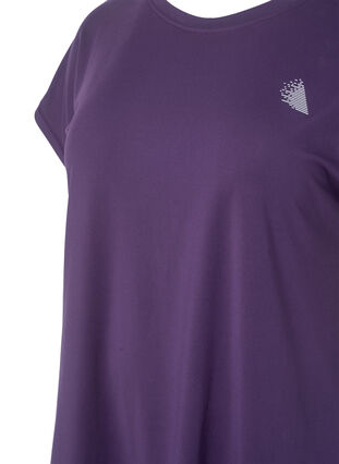 Zizzi Kortærmet trænings t-shirt, Purple Plumeria, Packshot image number 2