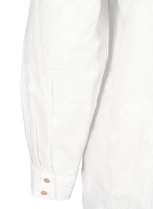 Zizzi Langærmet bluse med broderi, Bright White, Packshot image number 3