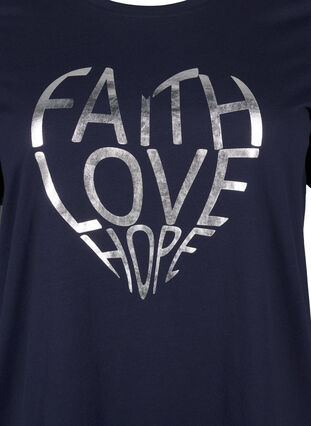 Zizzi FLASH - T-shirt med motiv, Navy B. Silver Faith, Packshot image number 2