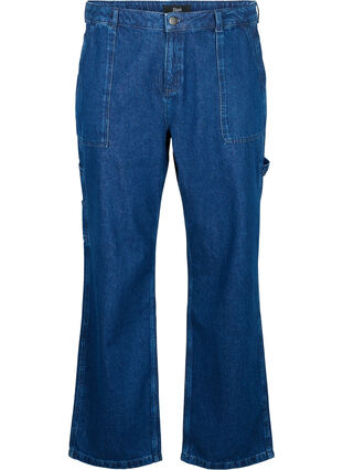 Zizzi Straight fit cargo jeans, Dark blue, Packshot image number 0