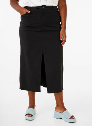 Zizzi Lang nederdel med slids foran, Black, Model image number 2