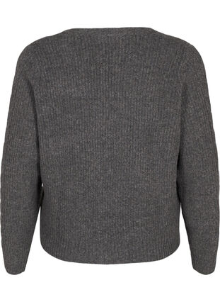 Zizzi Strikket cardigan med bindedetaljer, Dark Grey Melange, Packshot image number 1