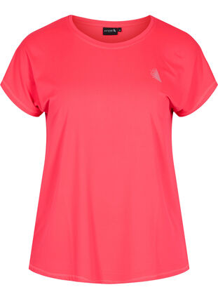Zizzi Ensfarvet trænings t-shirt, Diva Pink, Packshot image number 0