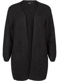 Lang strik cardigan med lommer, Black