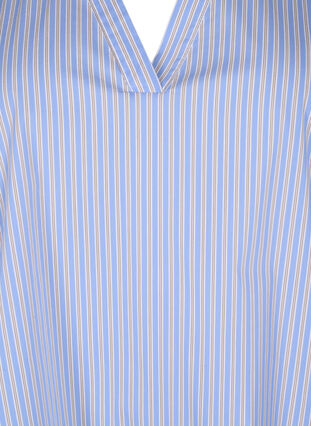 Zizzi Stribet bluse med peplum og flæsedetaljer, Blue Stripe, Packshot image number 2