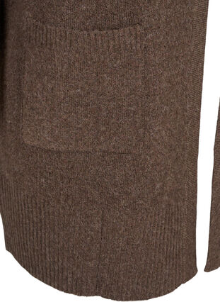 Zizzi Meleret strik cardigan med lommer, Espresso Mel., Packshot image number 3