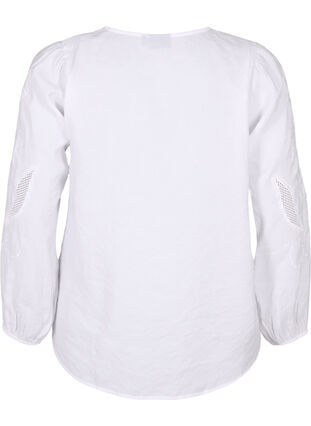 Zizzi Bluse i TENCEL™ Modal med broderidetaljer, Bright White, Packshot image number 1