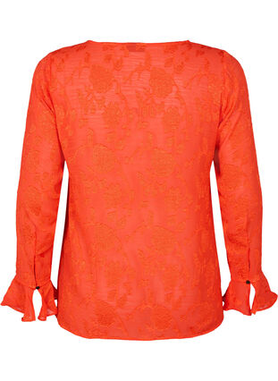 Zizzi Langærmet skjorte med jacquard look, Orange.com, Packshot image number 1