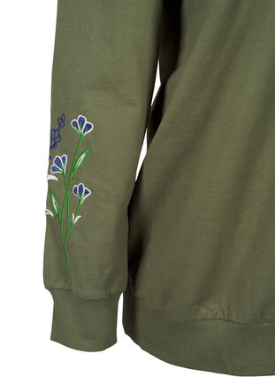 Zizzi Sweatshirt med broderede blomster, D. L. Green W. emb., Packshot image number 3