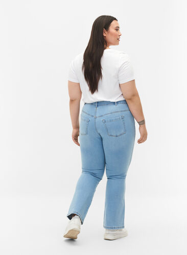 Zizzi Ellen bootcut jeans med høj talje, Ex Lgt Blue, Model image number 1