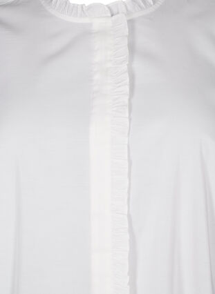 Zizzi Skjortebluse med flæser og broderi anglaise, Bright White, Packshot image number 2