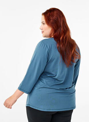 Zizzi Træningsbluse med 3/4 ærmer, Indian Teal, Model image number 1