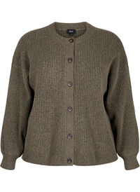 Ribstrikket cardigan med knapper