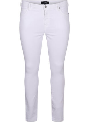 Zizzi Højtaljede super slim Amy jeans, White, Packshot image number 0