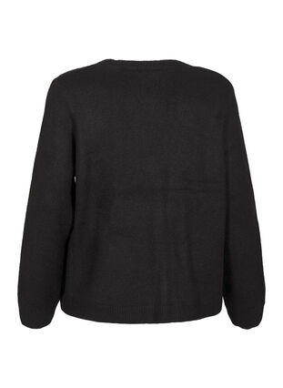 Zizzi Strikcardigan med sølvsløjfe, Black, Packshot image number 1