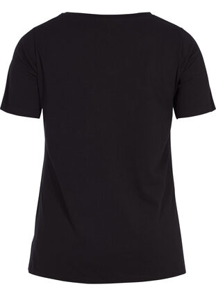 Zizzi Ensfarvet basis t-shirt i bomuld, Black, Packshot image number 1