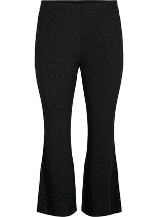 Zizzi Glitterbukser med bootcut, Black, Packshot image number 0