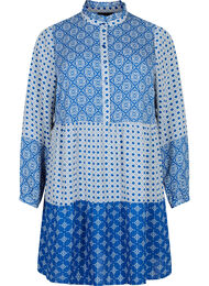 A-shape kjole med mønstre og skæringer, Blue AOP