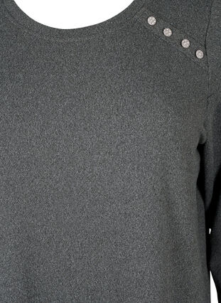 Zizzi Langærmet jerseykjole med knappe detalje, Dark Grey Melange, Packshot image number 2