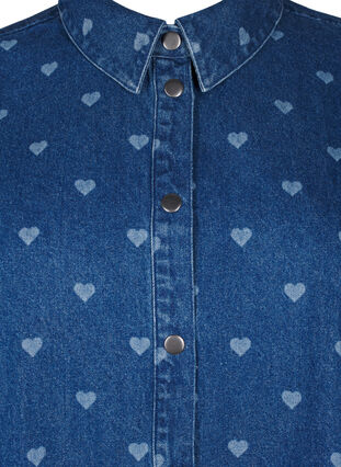 Zizzi Denimskjorte med hjerter, L. Blue D. W. Heart, Packshot image number 2