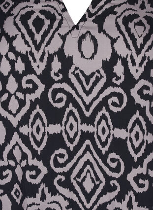 Zizzi Bluse med print og 3/4 ærmer, Black AOP, Packshot image number 2