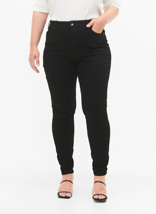 Zizzi Amy jeans med høj talje og super slim fit, Black, Model image number 2
