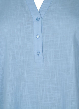 Zizzi Skjortebluse i bomuld med v-udskæring, Serenity, Packshot image number 2