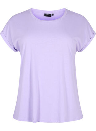 Zizzi Kortærmet t-shirt i bomuldsblanding, Lavender, Packshot image number 0