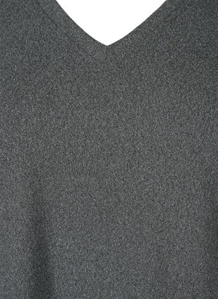 Zizzi Langærmet bluse med bred manchet og knapper, Dark Grey Melange, Packshot image number 2