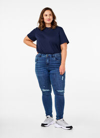 Super slim Amy jeans med sliddetaljer, Blue Denim, Model