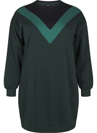 Zizzi Lang sweatshirt med colorblock, Scarab Color Block, Packshot image number 0