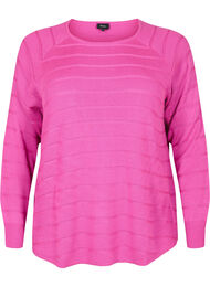 Strikbluse med tone-i-tone striber, Rose Violet